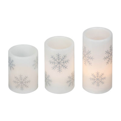 Northlight 6" Led Flameless Flickering Wax Pillar Snowflake Flameless Candle