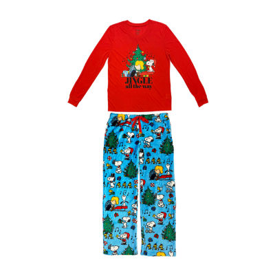 Womens Peanuts Snoopy Microfleece Crew Neck Long Sleeve 2-pc. Matching Family Plus Pajama Sets