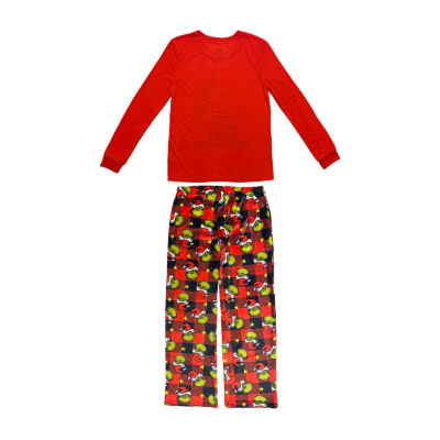 Womens Dr. Seuss Grinch Microfleece Crew Neck Long Sleeve 2-pc. Matching Family Plus Pajama Sets