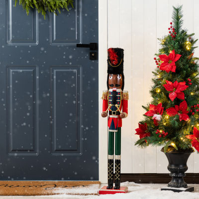 Glitzhome 37"H Wooden Christmas African Soldier Plastic Christmas Nutcracker