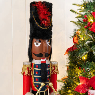 Glitzhome 37"H Wooden Christmas African Soldier Plastic Christmas Nutcracker