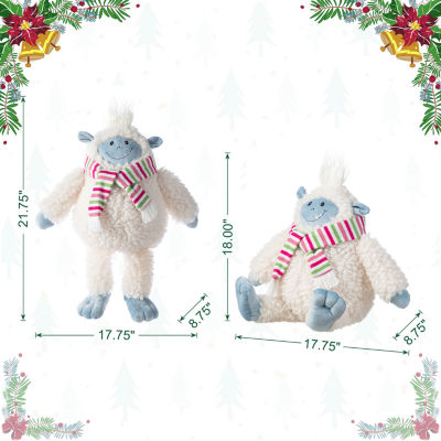 Glitzhome 22"H Christmas Fabric Yeti Shelf Sitter Christmas Figurine