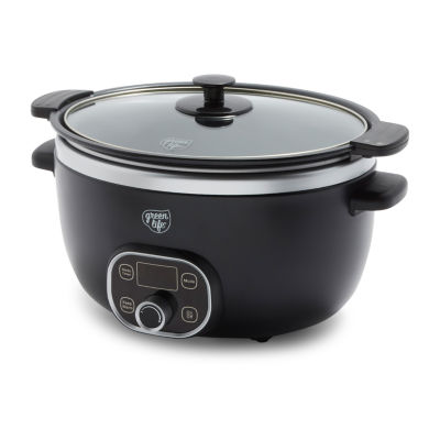 GreenLife Cook Duo Healthy Ceramic Nonstick 6QT Slow Cooker, PFAS-Free, Digital Timer, Dishwasher Safe Parts