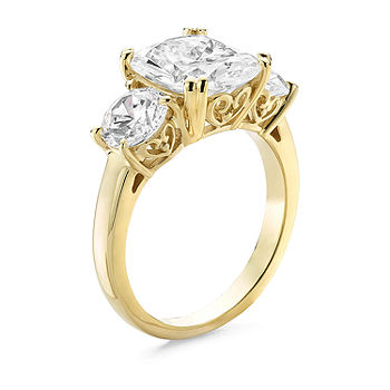 DiamonArt® Womens 5 3/4 CT. T.W. White Cubic Zirconia 14K Gold Over Silver  3-Stone Engagement Ring