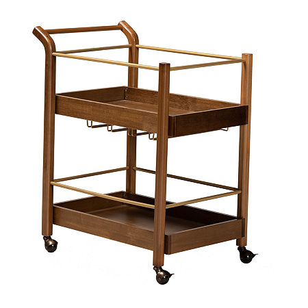 Tahir Dining Room Collection Wood-Top Serving Cart, One Size, Brown