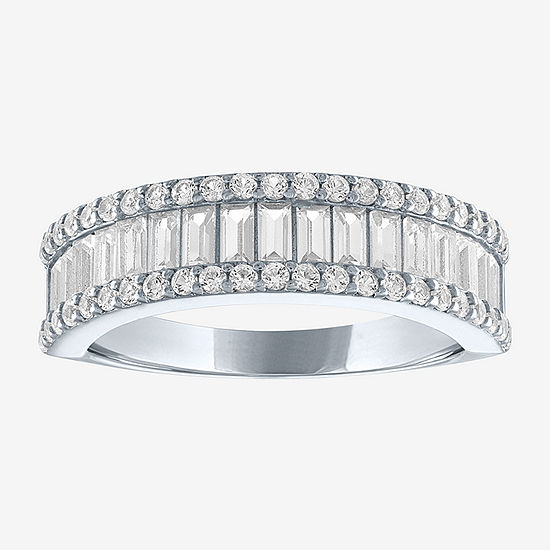 Limited Time Special! 2MM Lab Created White Sapphire Sterling Silver Band