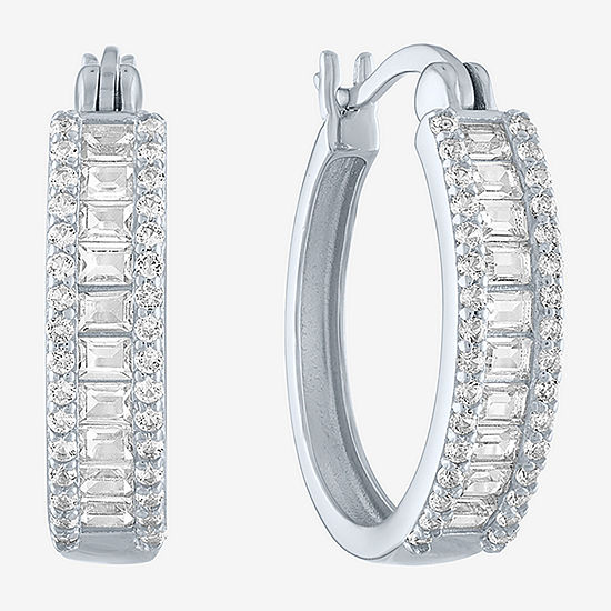 Limited Time Special! Lab Created White Sapphire Sterling Silver 19mm Hoop Earrings