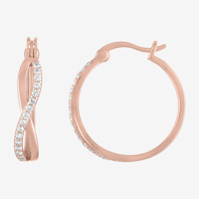 Limited Time Special! Lab Created White Sapphire 14K Rose Gold Over Silver 21mm Hoop Earrings