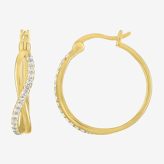 Limited Time Special! Lab Created White Sapphire 14K Gold Over Silver Hoop Earrings