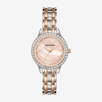 Armitron Womens Crystal Accent Two Tone Bracelet Watch 75/5802pmtr, Color: Two  Tone Rose - JCPenney