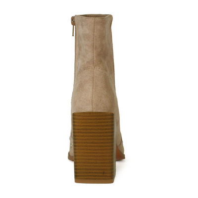 Yoki Womens Blonde Stacked Heel Booties