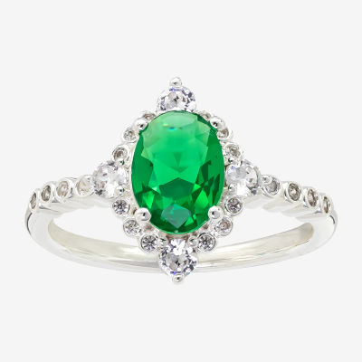 Sparkle Allure Womens Green Cubic Zirconia Pure Silver Over Brass