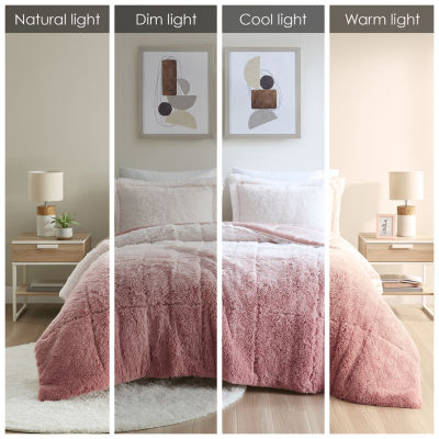 Intelligent Design Ella Ombre Shaggy Long Faux Fur Comforter Set