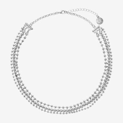 Liz Claiborne Womens Silver Tone 18 Inch Collar Necklace