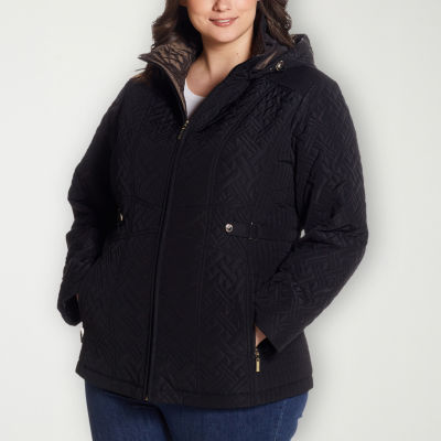 Gallery Womens Plus Removable Hood Midweight Quilted Jacket