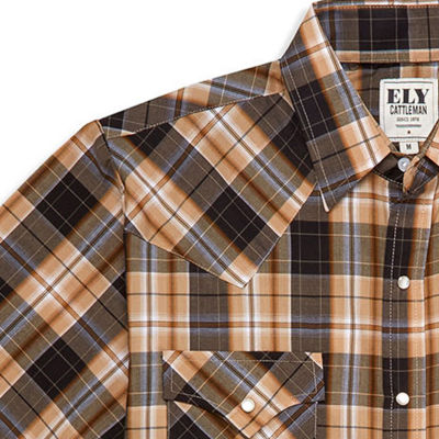 Ely Cattleman Plaid Big and Tall Mens Short Sleeve Western Shirt