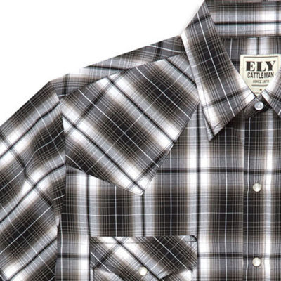 Ely Cattleman Plaid Mens Long Sleeve Western Shirt