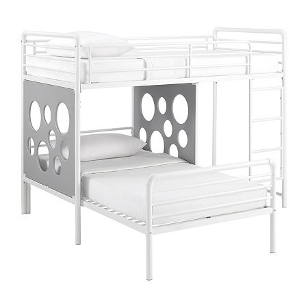 L Shape Bunk Bed With Cutout Panel, One Size, Gray