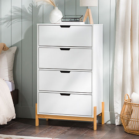 4 Drawer Scandivan Minimalist Chest, One Size, White