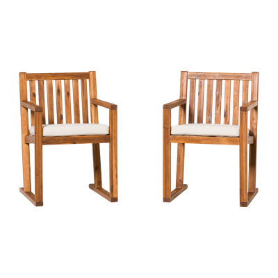 2 Pc Modern Slat Back Wooden Dining Chairs