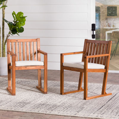 2 Pc Modern Slat Back Wooden Dining Chairs