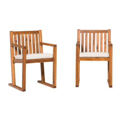 2 Pc Modern Slat Back Wooden Dining Chairs