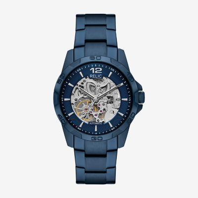 Relic By Fossil Mens Automatic Blue Stainless Steel Bracelet Watch Zr16032