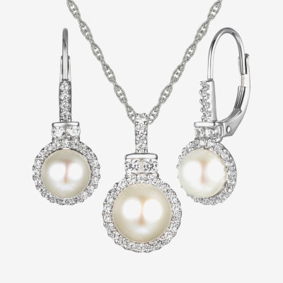 Dyed White Cultured Freshwater Pearl Sterling Silver 2-pc. Jewelry Set