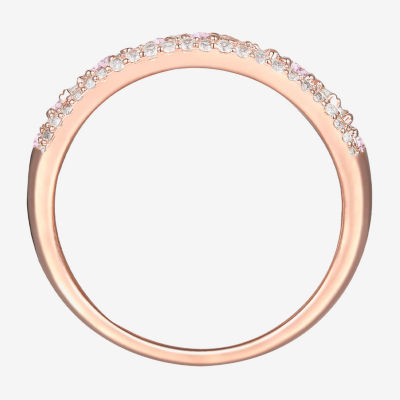 Lab Created Champagne Sapphire 14K Gold Over Silver Round Band