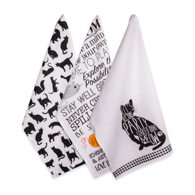 Design Imports Cat Print 3-pc. Dish Cloths