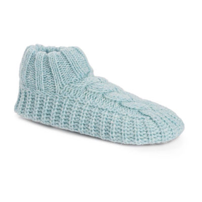 Muk Luks Sweater Cuff Womens Pair Slipper Socks, Color: Frosted
