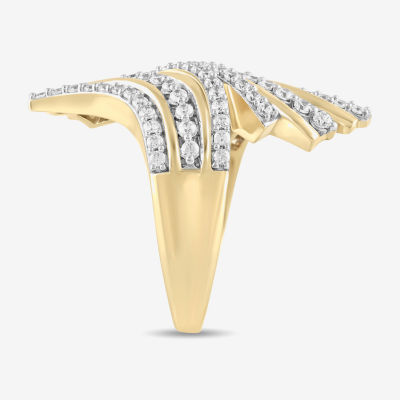 H / I1-I2) Womens 1 CT. T.W. Lab Grown White Diamond 14K Gold Over Silver Cocktail Ring