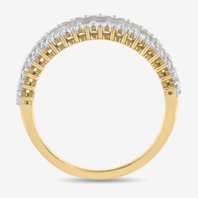 (H / I1-I2) Womens 1 CT. T.W. Lab Grown White Diamond 14K Gold Over Silver Cocktail Ring