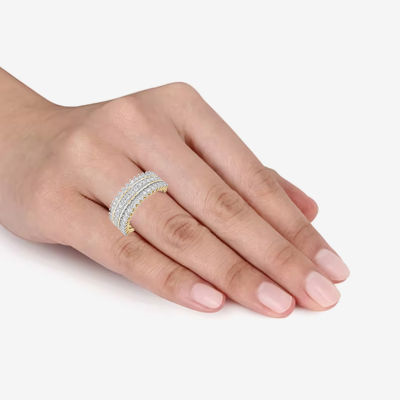 H / I1-I2) Womens 1 CT. T.W. Lab Grown White Diamond 14K Gold Over Silver Cocktail Ring