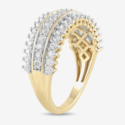 (H / I1-I2) Womens 1 CT. T.W. Lab Grown White Diamond 14K Gold Over Silver Cocktail Ring