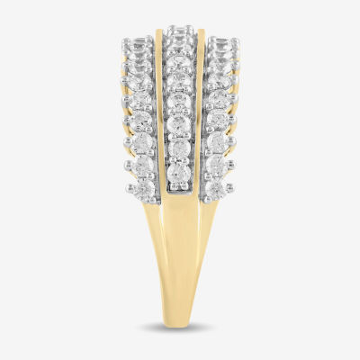 (H / I1-I2) Womens 1 CT. T.W. Lab Grown White Diamond 14K Gold Over Silver Cocktail Ring