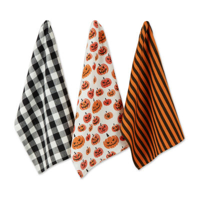 Design Imports Pumpkin Faces 3-pc. Dish Cloths