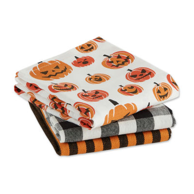 Design Imports Pumpkin Faces 3-pc. Dish Cloths