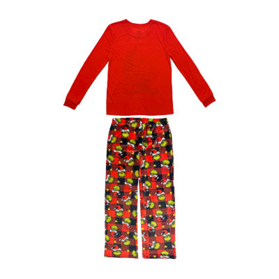 Womens Dr. Seuss Grinch Microfleece Crew Neck Long Sleeve 2-pc. Matching Family Tall Pajama Sets