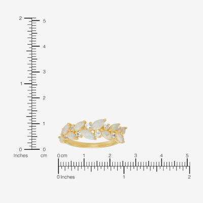 Womens Lab Created White Opal 14K Gold Over Silver Marquise Cocktail Ring