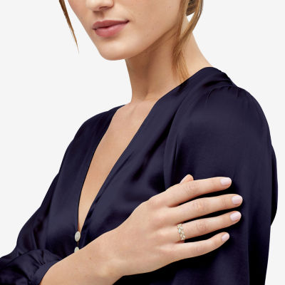 Womens Lab Created White Opal 14K Gold Over Silver Marquise Cocktail Ring