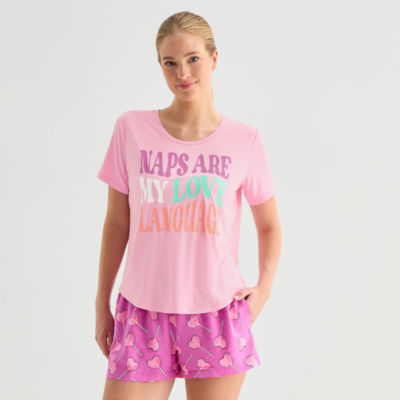 Sleep Chic Womens Crew Neck Short Sleeve Pajama Top
