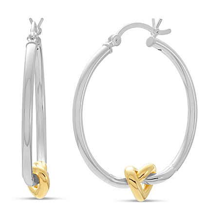 18K Gold Over Silver Sterling Silver 30mm Hoop Earrings, One Size