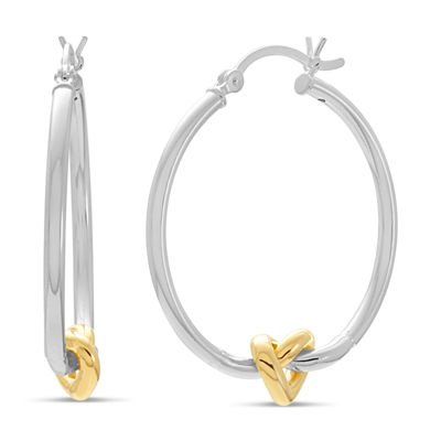 Womens 18K Gold Over Silver Sterling Silver 30mm Hoop Earrings