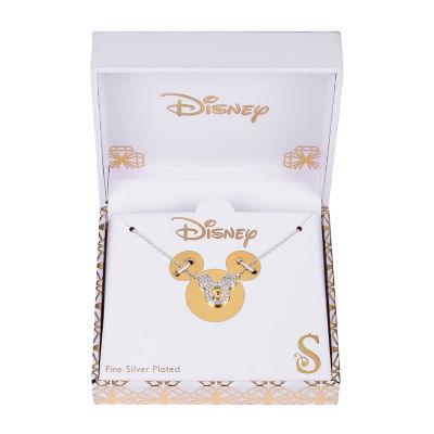 Disney Classics Initial Cubic Zirconia Pure Silver Over Brass 16 Inch Link Mickey Mouse Pendant Necklace