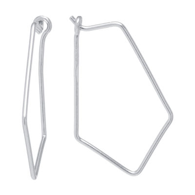 Silver Treasures Womens Sterling Silver 40mm Hoop Earrings