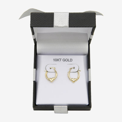 Womens 10K Gold 16mm Heart Hoop Earrings