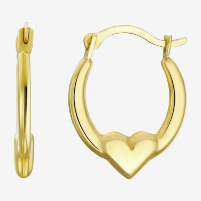 Womens 10K Gold 16mm Heart Hoop Earrings