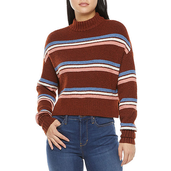 Arizona Juniors Womens Turtleneck Long Sleeve Striped Pullover Sweater ...