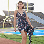 Floral Season: Side-Rouched Floral Dress, Drop Earrings & Heeled Sandals